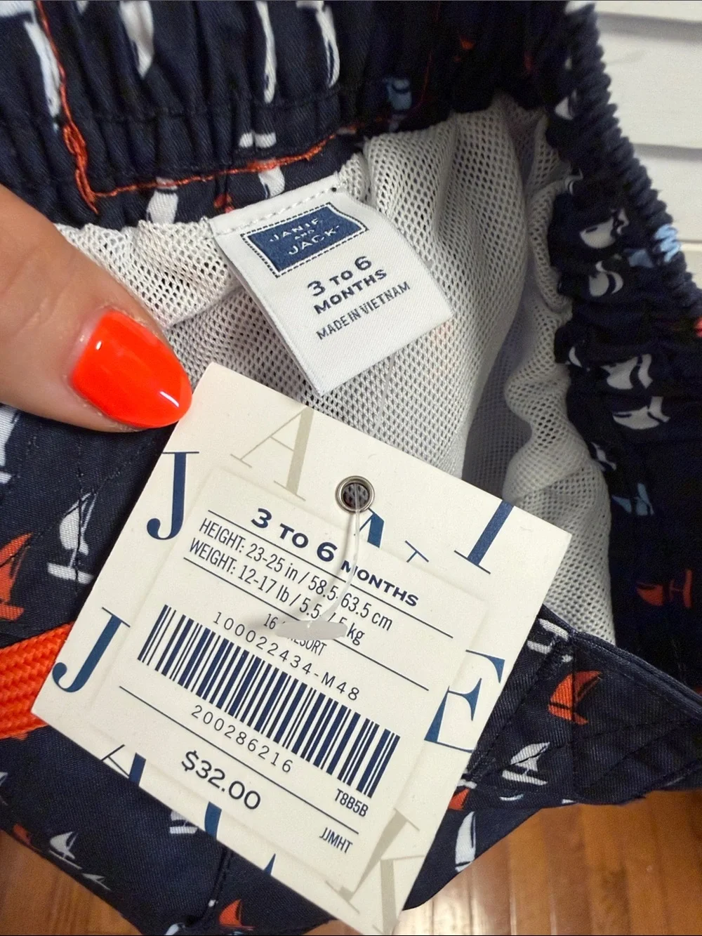 NWT Janie and Jack Baby Boy Rash Guard Swim Trunks Set 3-6M Nautical Sailboat